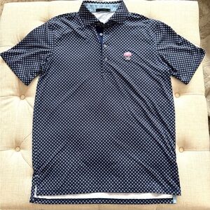 Mens Greyson Golf Polo Size Medium Navy With Wolf Pattern